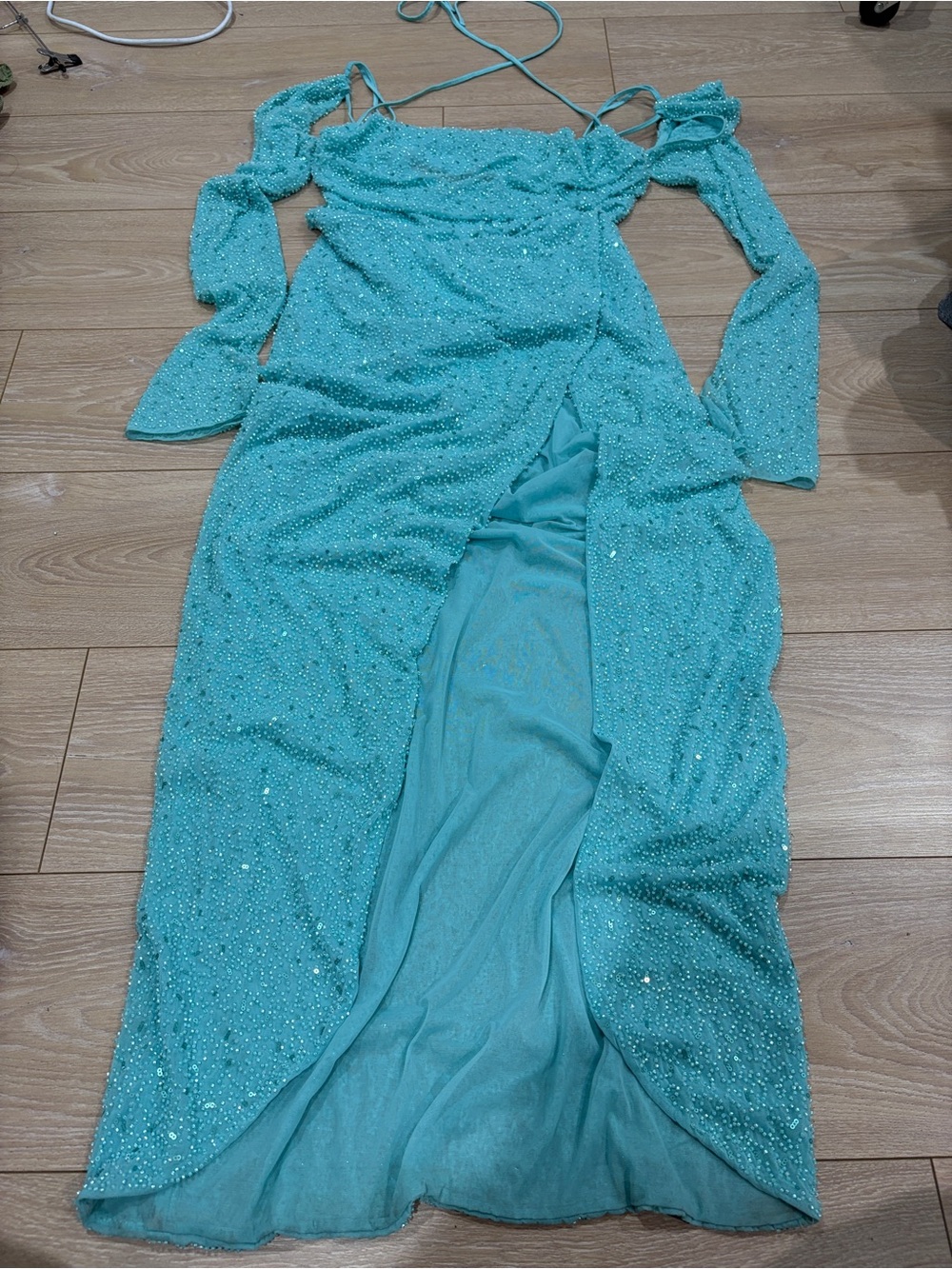Oh Polly Champel Maxi Dress Size 10 Aqua - Picture 2 of 12